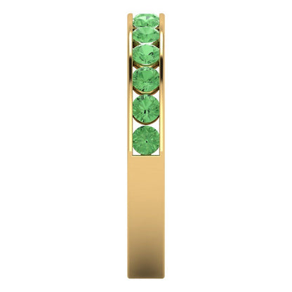 0.39 cttw Simulated Green Diamond Round Cut Yellow Gold Eternity Wedding Band