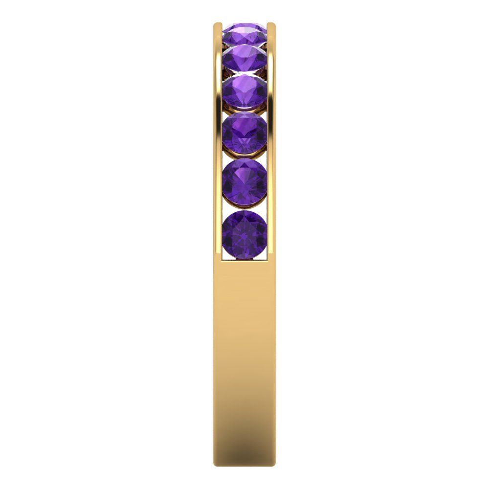 0.39 cttw Natural Amethyst Round Cut Yellow Gold Eternity Wedding Band
