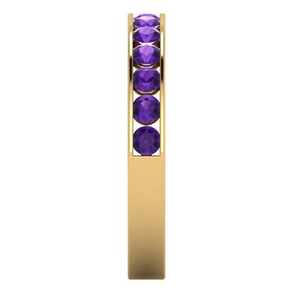 0.39 cttw Natural Amethyst Round Cut Yellow Gold Eternity Wedding Band