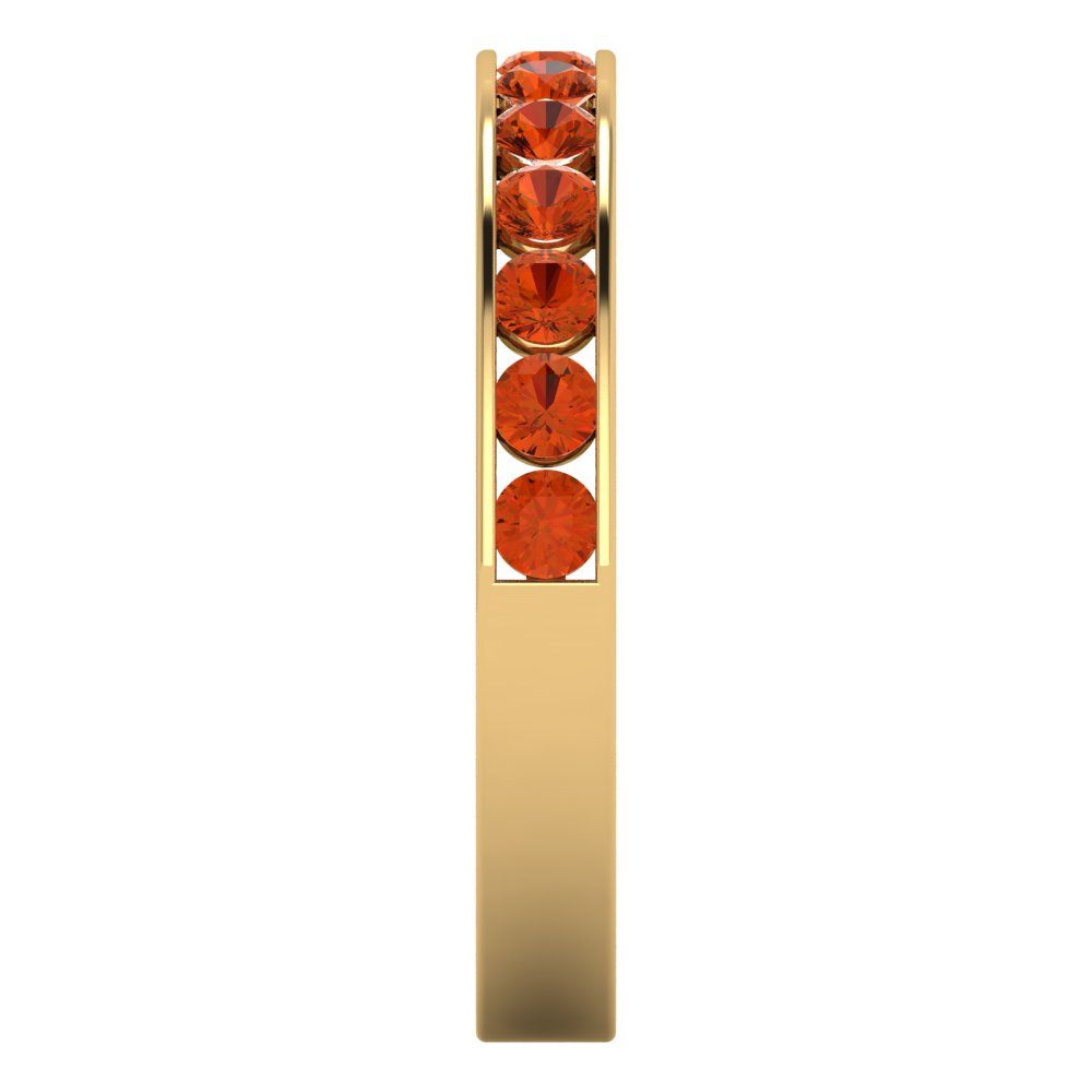 0.39 cttw Simulated Red Diamond Round Cut Yellow Gold Eternity Wedding Band
