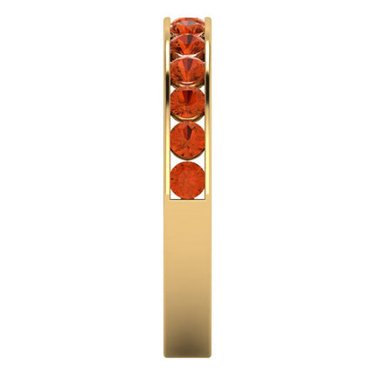 0.39 cttw Simulated Red Diamond Round Cut Yellow Gold Eternity Wedding Band