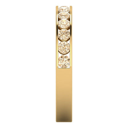 0.39 cttw Natural Morganite Round Cut Yellow Gold Eternity Wedding Band