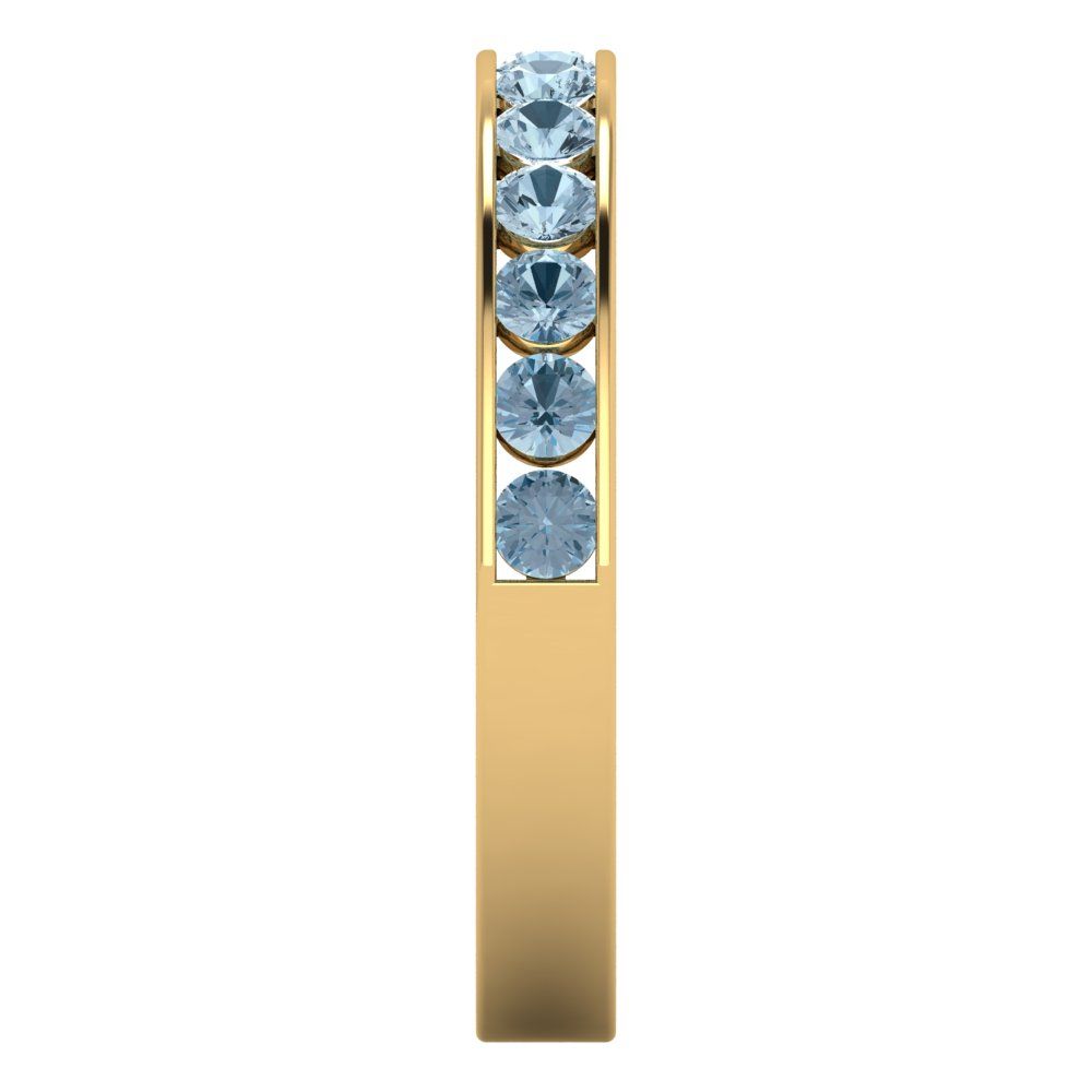 0.39 cttw Natural Sky Blue Topaz Round Cut Yellow Gold Eternity Wedding Band