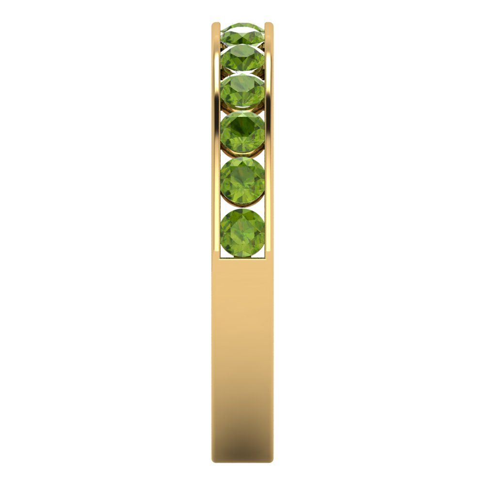 0.39 cttw Natural Peridot Round Cut Yellow Gold Eternity Wedding Band