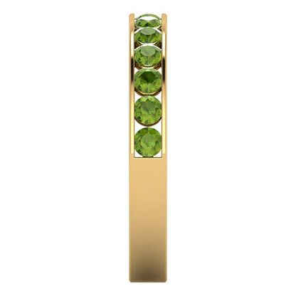 0.39 cttw Natural Peridot Round Cut Yellow Gold Eternity Wedding Band
