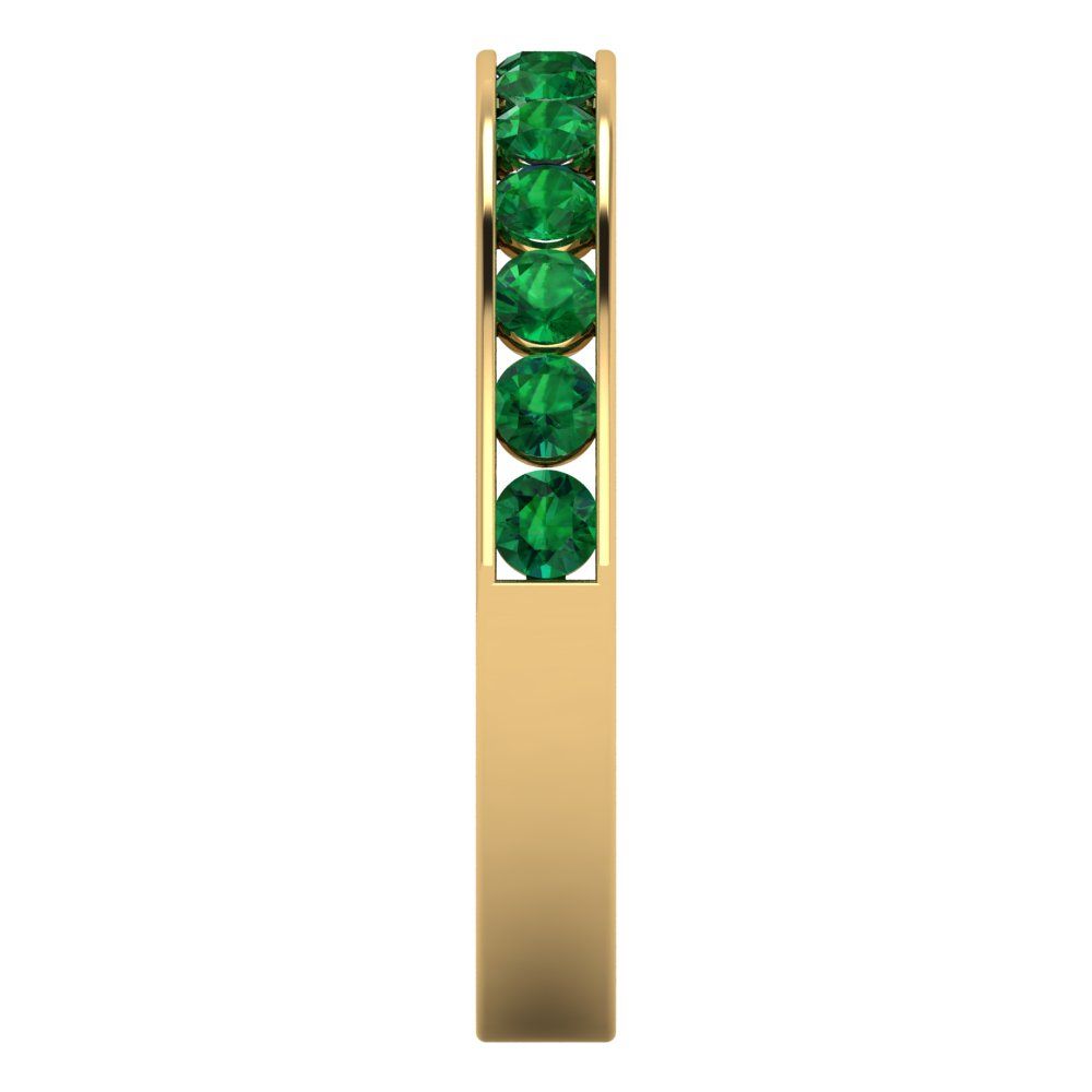 0.39 cttw Simulated Emerald Round Cut Yellow Gold Eternity Wedding Band