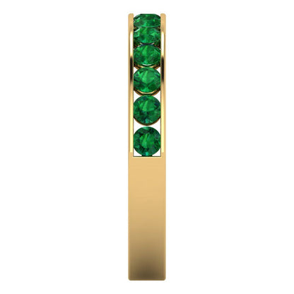 0.39 cttw Simulated Emerald Round Cut Yellow Gold Eternity Wedding Band