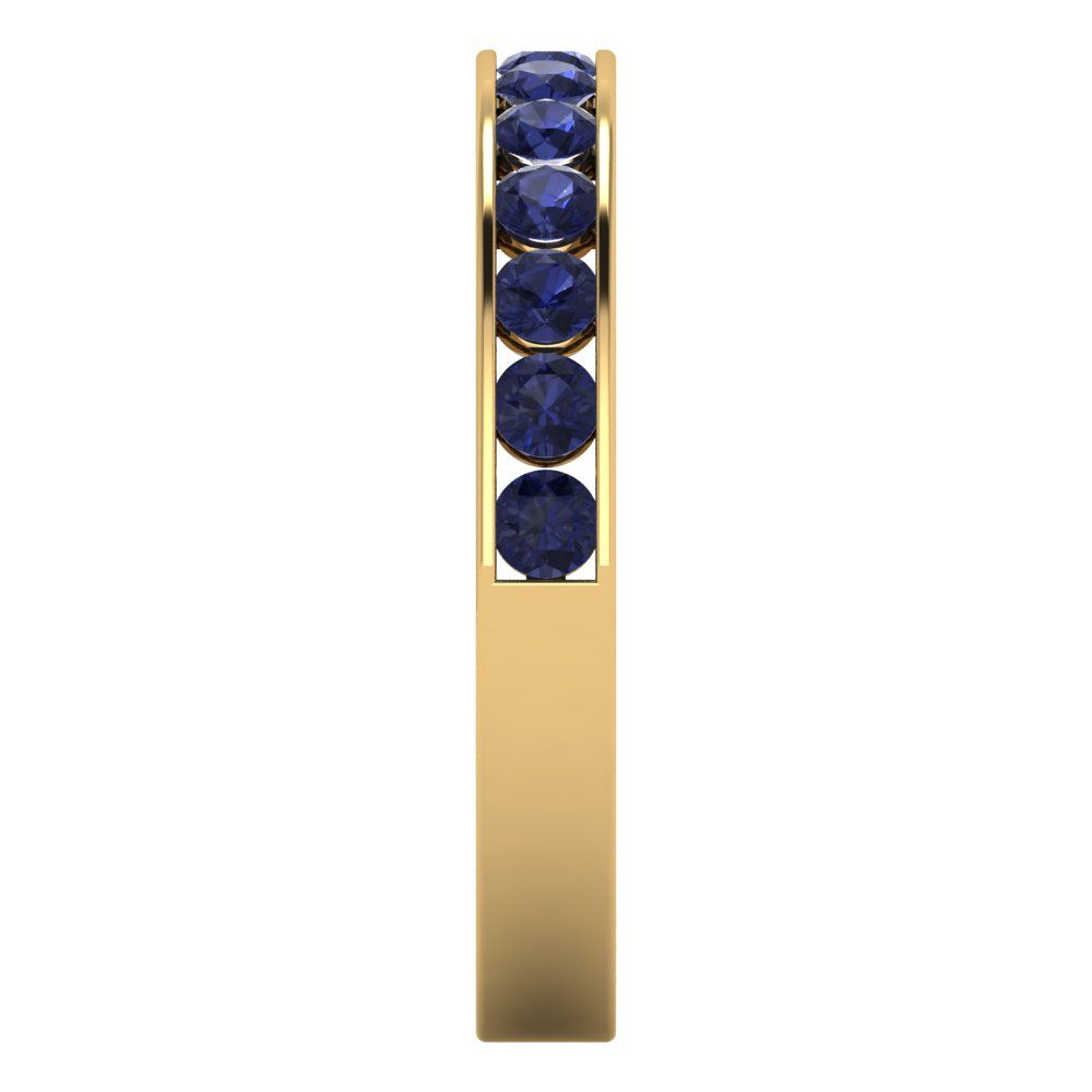 0.39 cttw Simulated Blue Sapphire Round Cut Yellow Gold Eternity Wedding Band