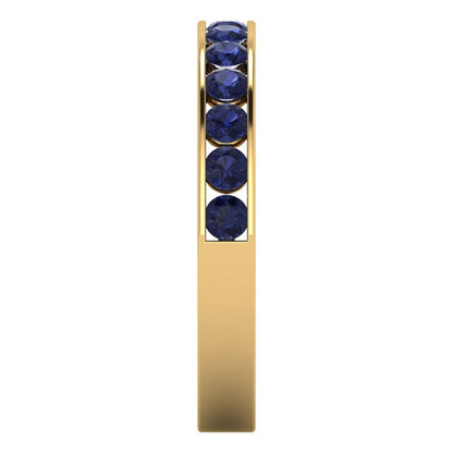 0.39 cttw Simulated Blue Sapphire Round Cut Yellow Gold Eternity Wedding Band