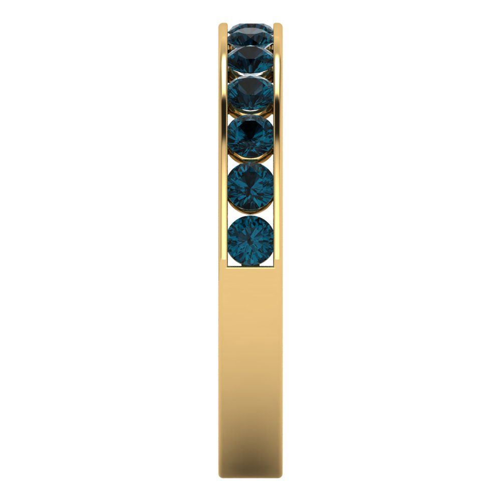 0.39 cttw Natural London Blue Topaz Round Cut Yellow Gold Eternity Wedding Band