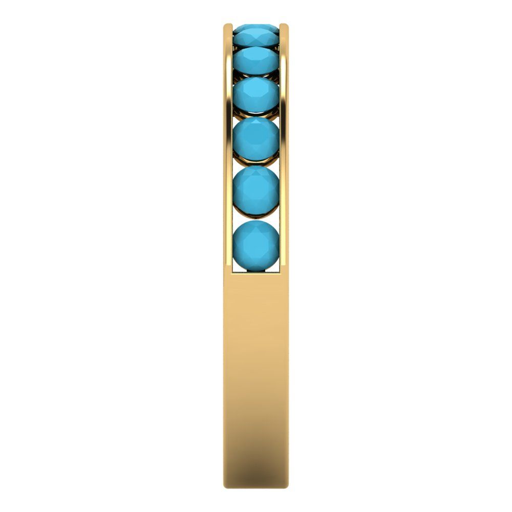 0.39 cttw Simulated Turquoise Round Cut Yellow Gold Eternity Wedding Band