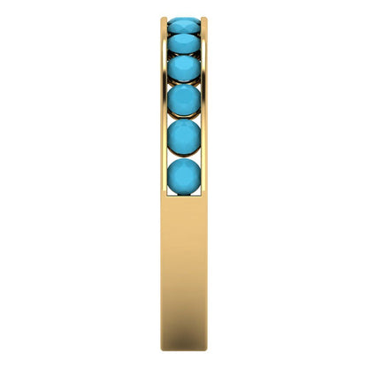 0.39 cttw Simulated Turquoise Round Cut Yellow Gold Eternity Wedding Band