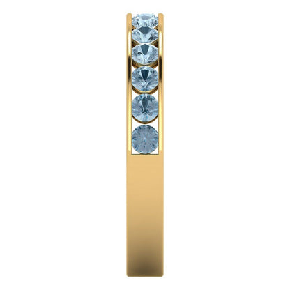 0.39 cttw Natural Aquamarine Round Cut Yellow Gold Eternity Wedding Band
