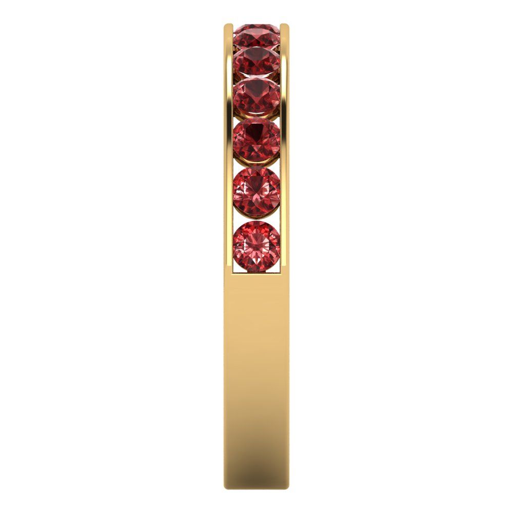 0.39 cttw Natural Garnet Round Cut Yellow Gold Eternity Wedding Band