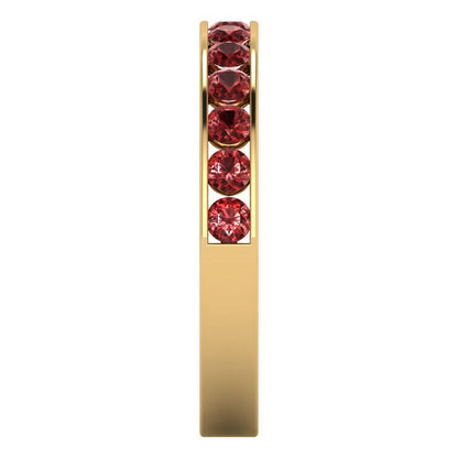 0.39 cttw Natural Garnet Round Cut Yellow Gold Eternity Wedding Band