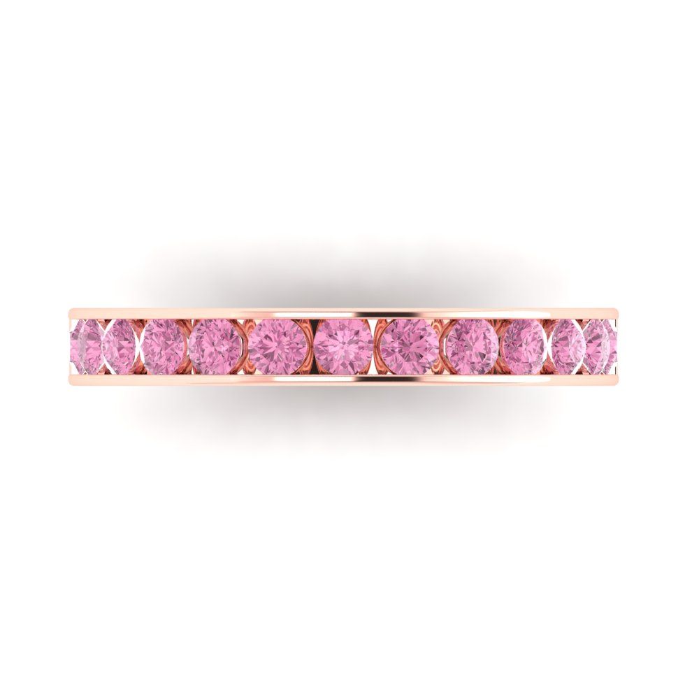 0.39 cttw Simulated Pink Diamond Round Cut Rose Gold Eternity Wedding Band