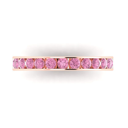 0.39 cttw Simulated Pink Diamond Round Cut Rose Gold Eternity Wedding Band