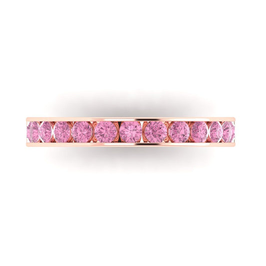 0.39 cttw Simulated Pink Diamond Round Cut Rose Gold Eternity Wedding Band