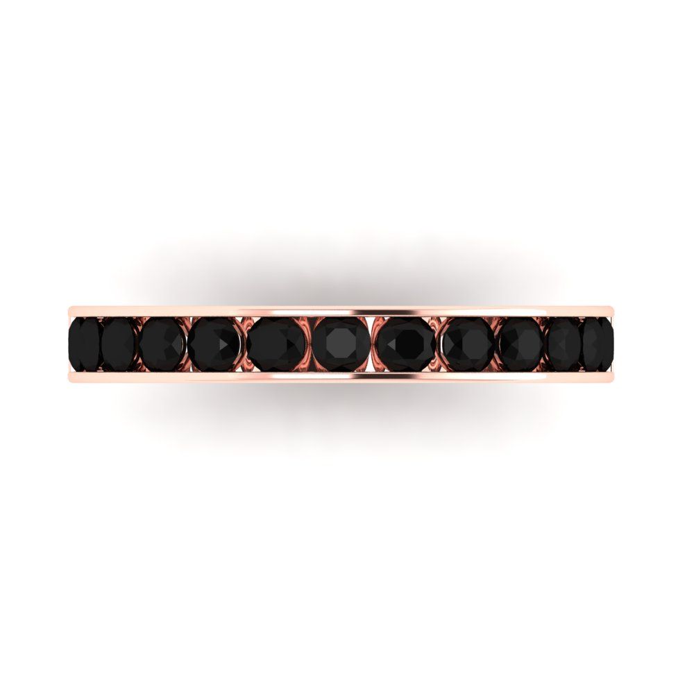 0.39 cttw Natural Onyx Round Cut Rose Gold Eternity Wedding Band