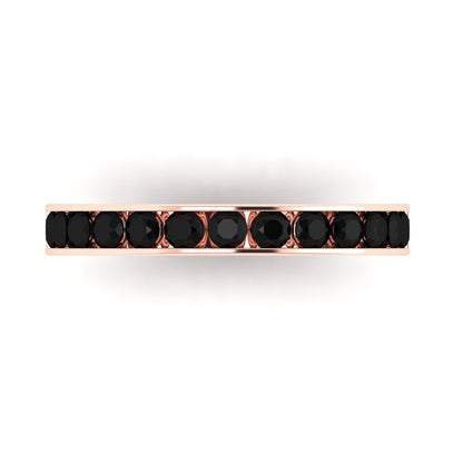 0.39 cttw Natural Onyx Round Cut Rose Gold Eternity Wedding Band