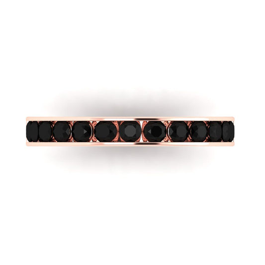 0.39 cttw Natural Onyx Round Cut Rose Gold Eternity Wedding Band