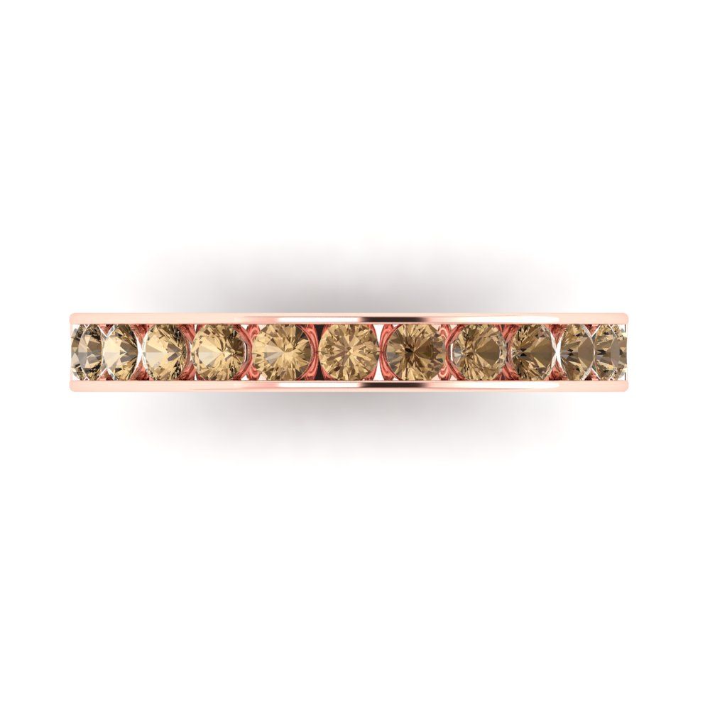 0.39 cttw Simulated Champagne Diamond Round Cut Rose Gold Eternity Wedding Band