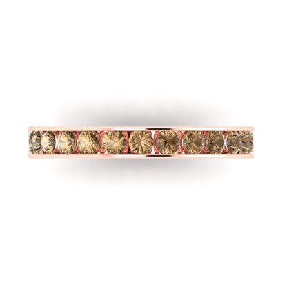 0.39 cttw Simulated Champagne Diamond Round Cut Rose Gold Eternity Wedding Band