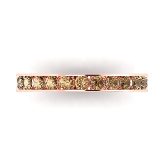 0.39 cttw Simulated Champagne Diamond Round Cut Rose Gold Eternity Wedding Band