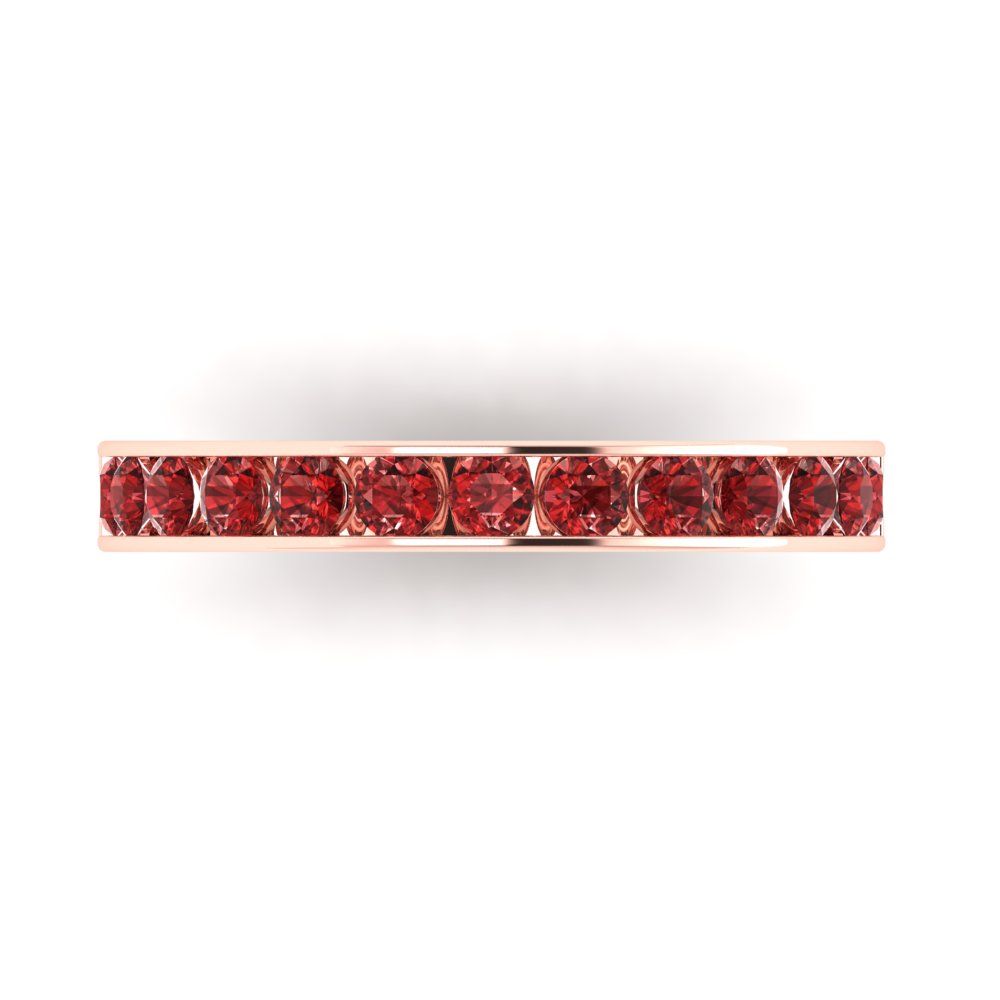 0.39 cttw Natural Garnet Round Cut Rose Gold Eternity Wedding Band