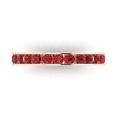 0.39 cttw Natural Garnet Round Cut Rose Gold Eternity Wedding Band