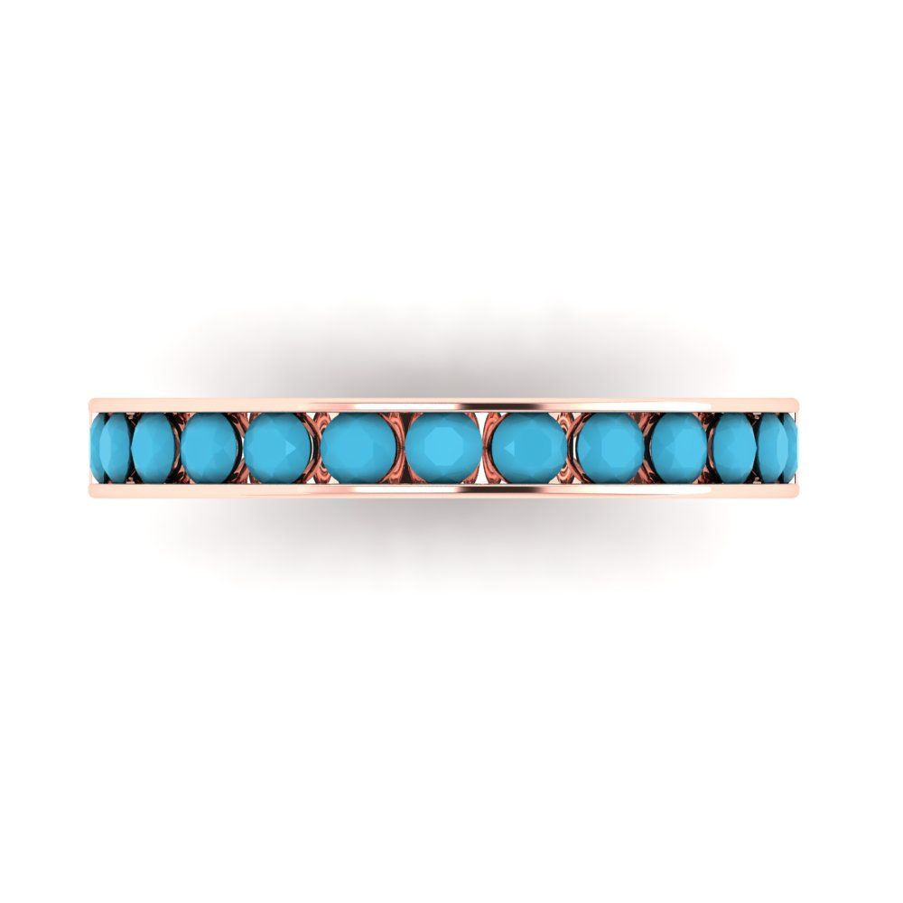 0.39 cttw Simulated Turquoise Round Cut Rose Gold Eternity Wedding Band