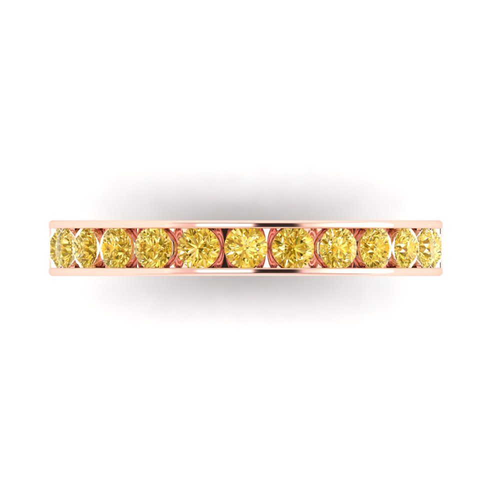 0.39 cttw Natural Citrine Round Cut Rose Gold Eternity Wedding Band