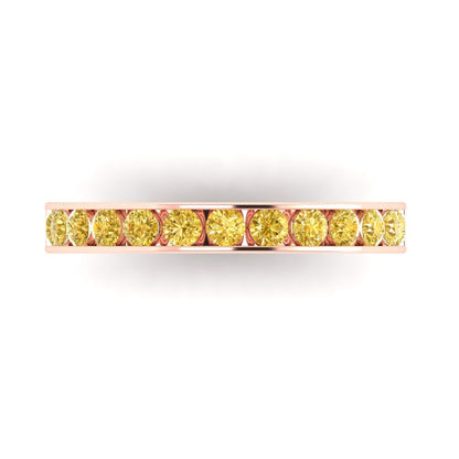 0.39 cttw Natural Citrine Round Cut Rose Gold Eternity Wedding Band
