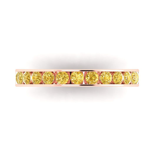 0.39 cttw Natural Citrine Round Cut Rose Gold Eternity Wedding Band