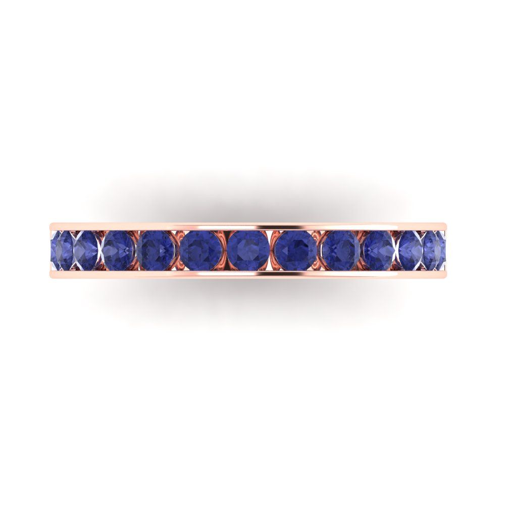 0.39 cttw Simulated Tanzanite Round Cut Rose Gold Eternity Wedding Band