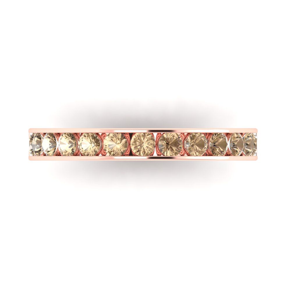 0.39 cttw Yellow Moissanite Round Cut Rose Gold Eternity Wedding Band