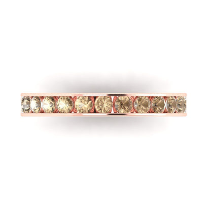 0.39 cttw Yellow Moissanite Round Cut Rose Gold Eternity Wedding Band