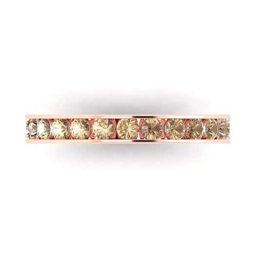 0.39 cttw Yellow Moissanite Round Cut Rose Gold Eternity Wedding Band