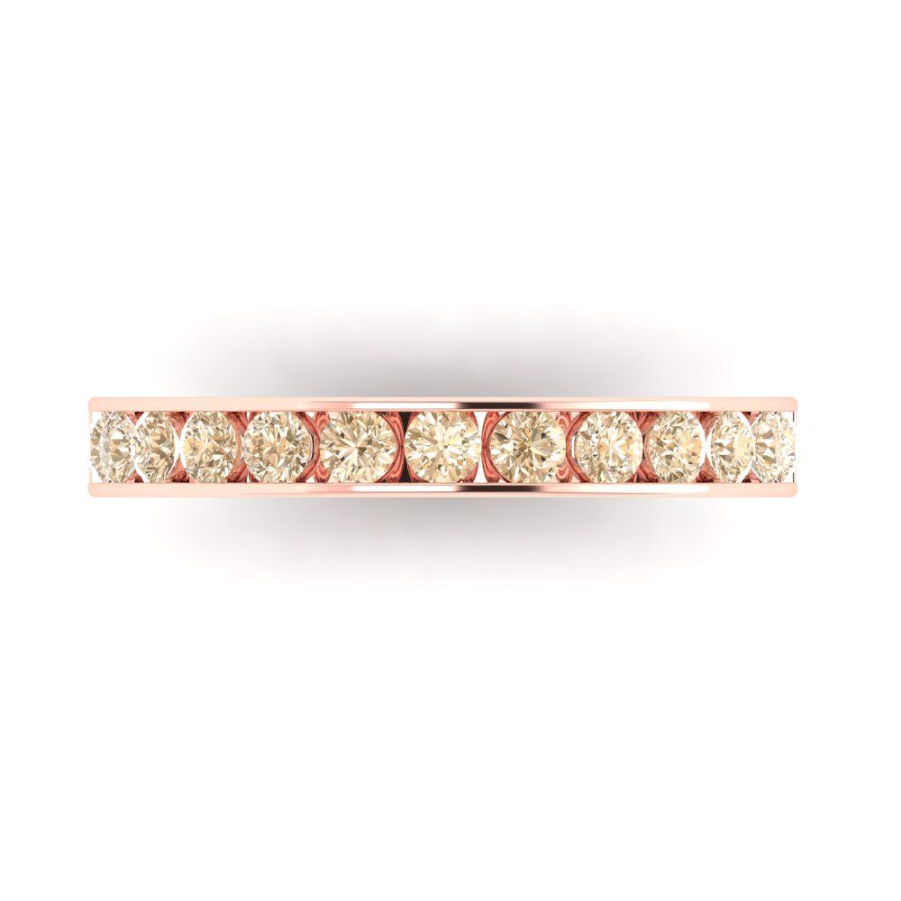 0.39 cttw Natural Morganite Round Cut Rose Gold Eternity Wedding Band
