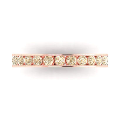 0.39 cttw Natural Morganite Round Cut Rose Gold Eternity Wedding Band