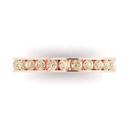 0.39 cttw Natural Morganite Round Cut Rose Gold Eternity Wedding Band