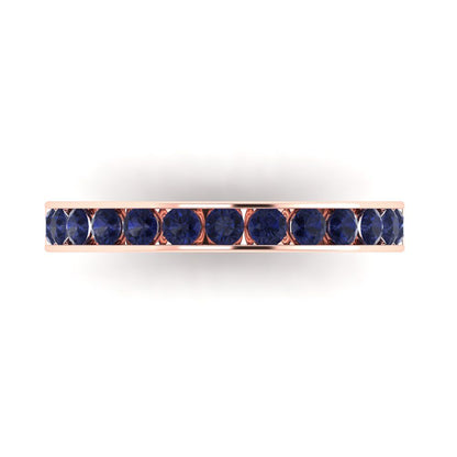 0.39 cttw Simulated Blue Sapphire Round Cut Rose Gold Eternity Wedding Band