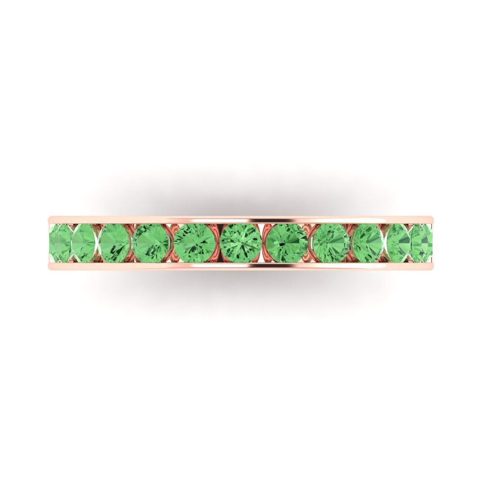 0.39 cttw Simulated Green Diamond Round Cut Rose Gold Eternity Wedding Band