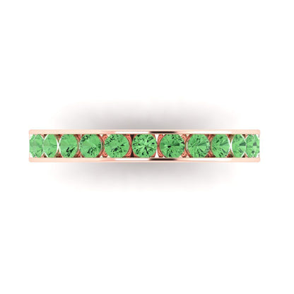 0.39 cttw Simulated Green Diamond Round Cut Rose Gold Eternity Wedding Band