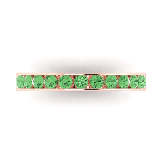 0.39 cttw Simulated Green Diamond Round Cut Rose Gold Eternity Wedding Band