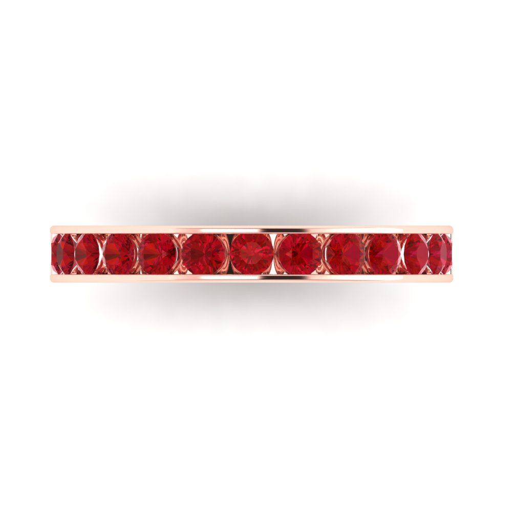 0.39 cttw Simulated Ruby Round Cut Rose Gold Eternity Wedding Band