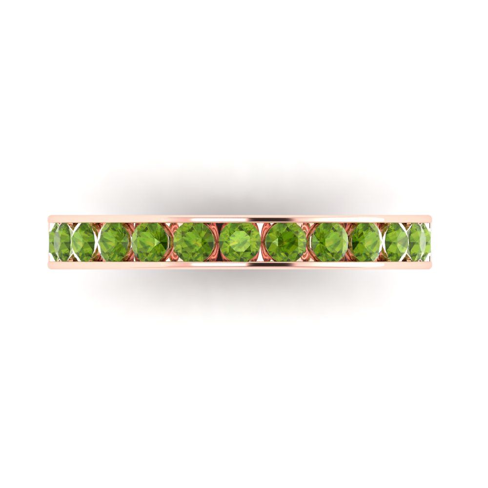 0.39 cttw Natural Peridot Round Cut Rose Gold Eternity Wedding Band