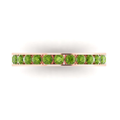 0.39 cttw Natural Peridot Round Cut Rose Gold Eternity Wedding Band