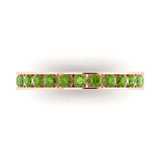 0.39 cttw Natural Peridot Round Cut Rose Gold Eternity Wedding Band
