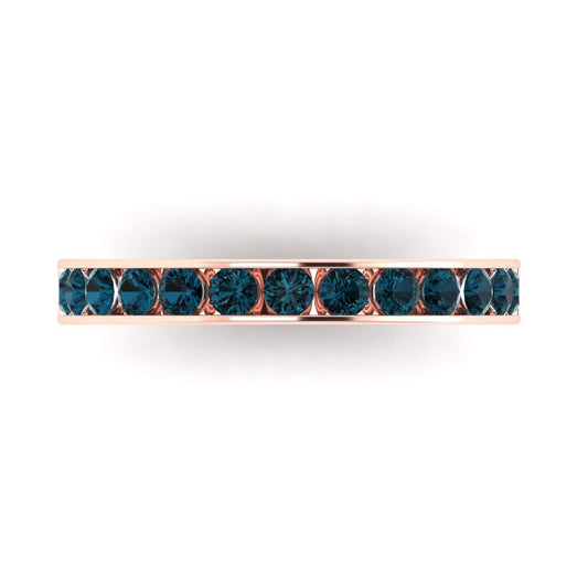 0.39 cttw Natural London Blue Topaz Round Cut Rose Gold Eternity Wedding Band
